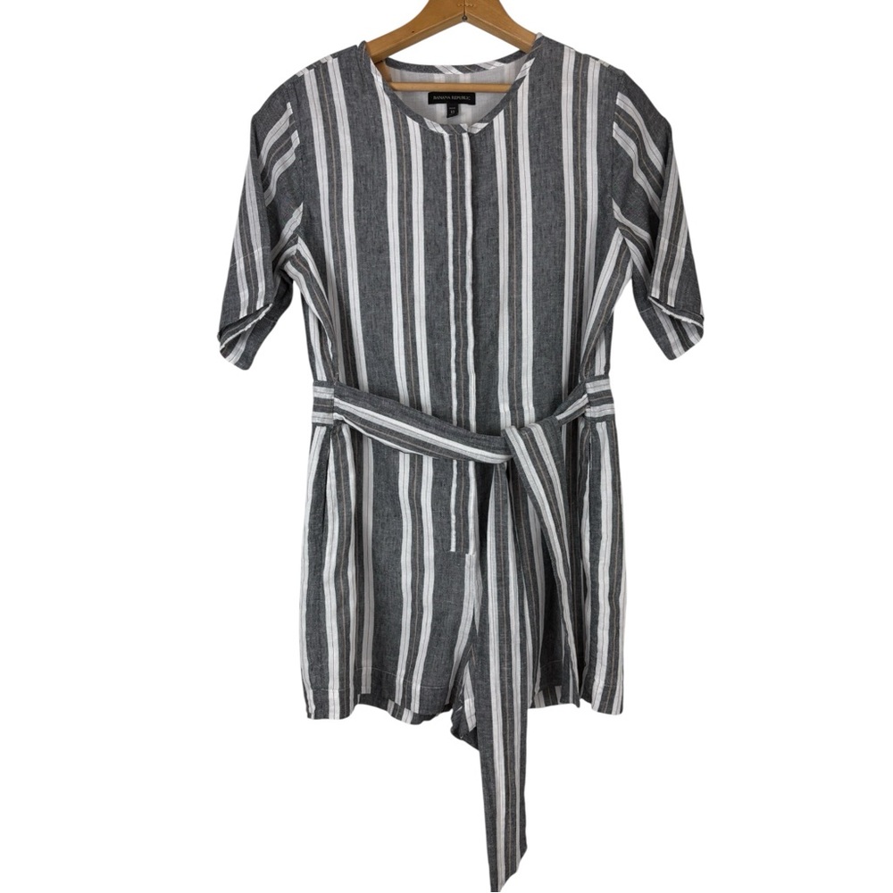 Banana Republic Black White Striped Shorts Romper 12P